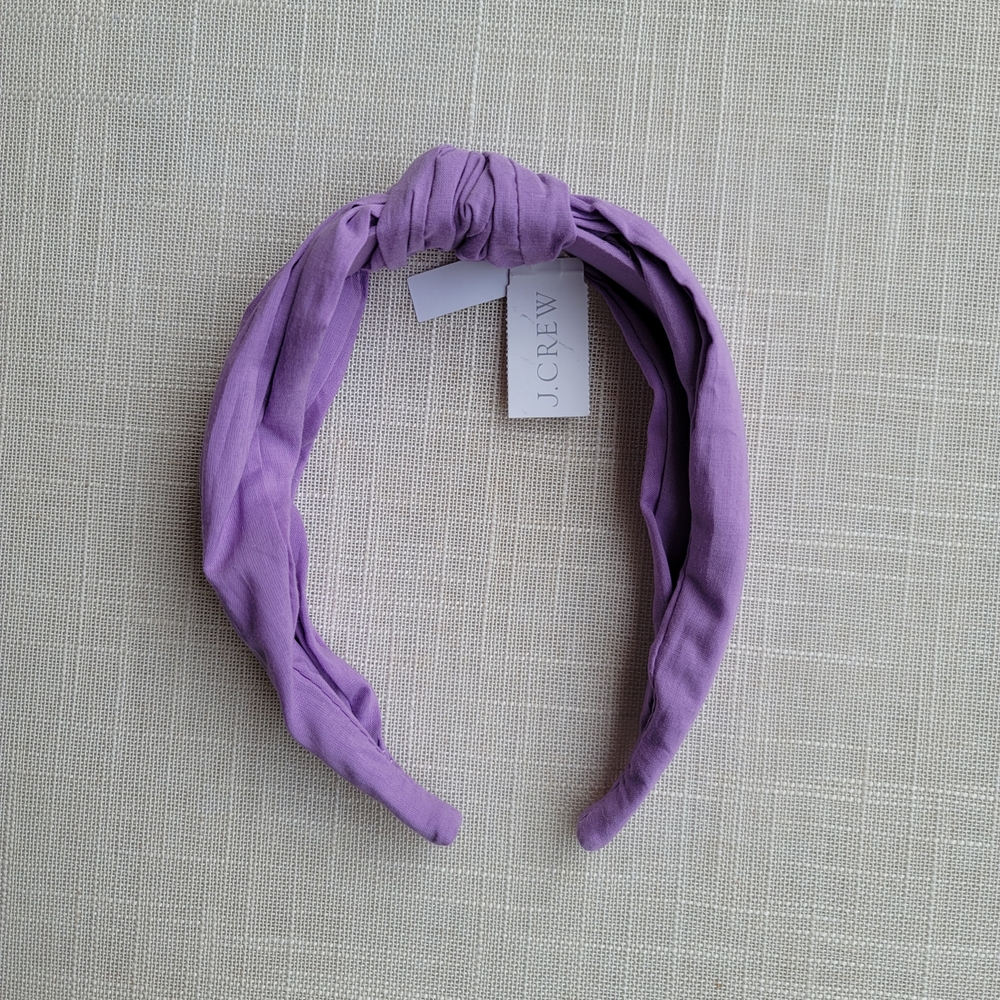 New! J Crew Purple Knotted Turban Cotton Headband NWT M1320 - Picture 2 of 5